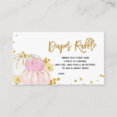 Roze goudpompoen Baby shower luieraffle Informatiekaartje (Voorkant)
