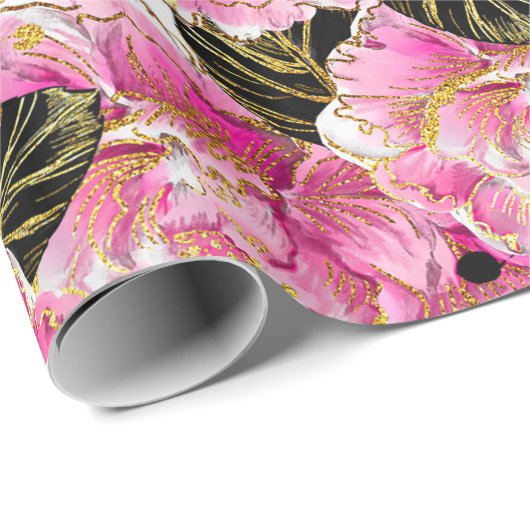 Roze goudpons cadeaupapier (Rol Hoek)