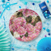 Roze goudpons papieren bordje (Feest)