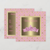 roze goudprinses baby shower tiara kaart (Voorkant / Achterkant)