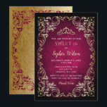 roze goudprinses Tiara Sweet 16 Kaart<br><div class="desc">Elegant  Pink Gold Princess Tiara Sweet 16 Birthday Uitnodiging</div>