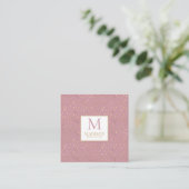 Roze goudregendrup Modern Trendy Monogram Vierkante Visitekaartje (Staand voorkant)
