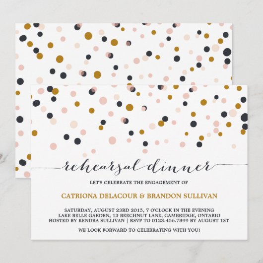 Roze & goudrepetitie Inwendige uitnodiging (Voorkant / Achterkant)