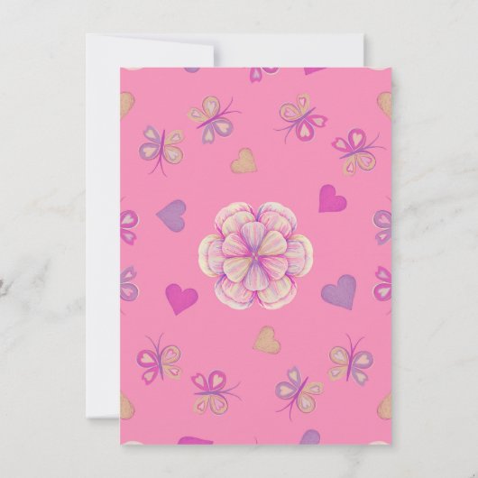 Roze goudRoos Butterfly baby shower uitnodiging (Achterkant)