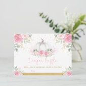 Roze goudRozen Pompoenen Baby shower Dappere Raffl Informatiekaartje (Staand voorkant)