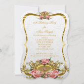  roze goudRozen White 50th Birthday Party Kaart (Achterkant)