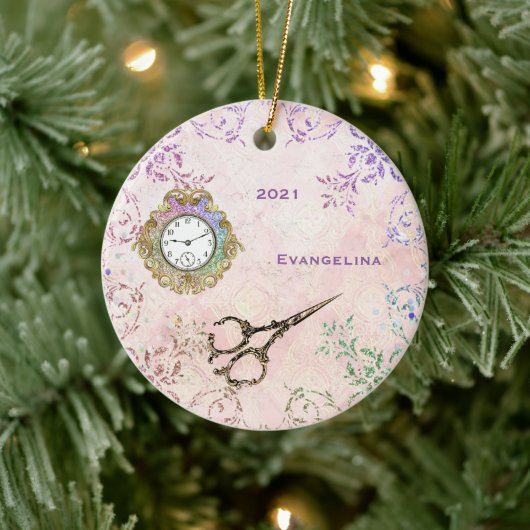  roze goudschaar keramisch ornament (Boom)