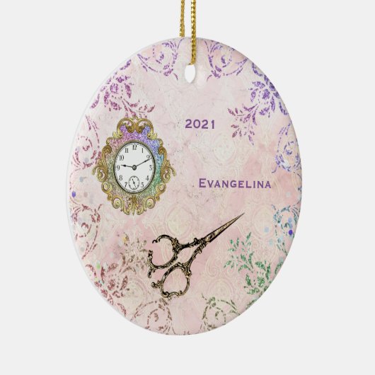 roze goudschaar keramisch ornament (Rechts)