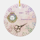  roze goudschaar keramisch ornament (Achterkant)