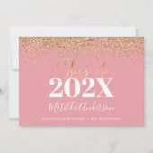 roze goudschrift modern elegant afstuderen kaart (Voorkant)