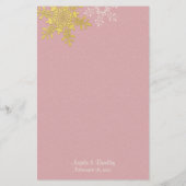 Roze goudsneeuwvlokken Kaart van het winterbruilof (Achterkant)