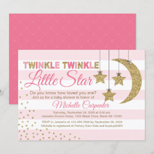 Roze goudster baby shower-uitnodiging kaart