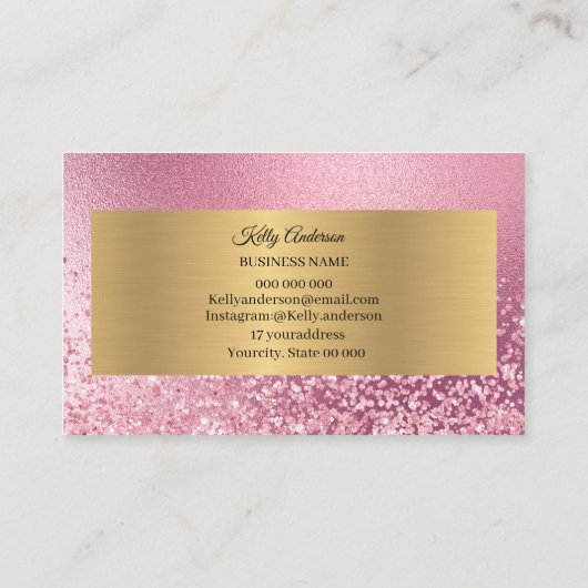 Roze goudtexturen marmer visitekaartje (Achterkant)