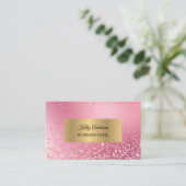 Roze goudtexturen marmer visitekaartje (Staand voorkant)