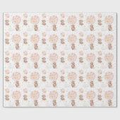 Roze goudtijger bear Hot Air ballonwolkenkrabbers  Cadeaupapier (Vlak)