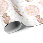 Roze goudtijger bear Hot Air ballonwolkenkrabbers  Cadeaupapier (Rol Hoek)