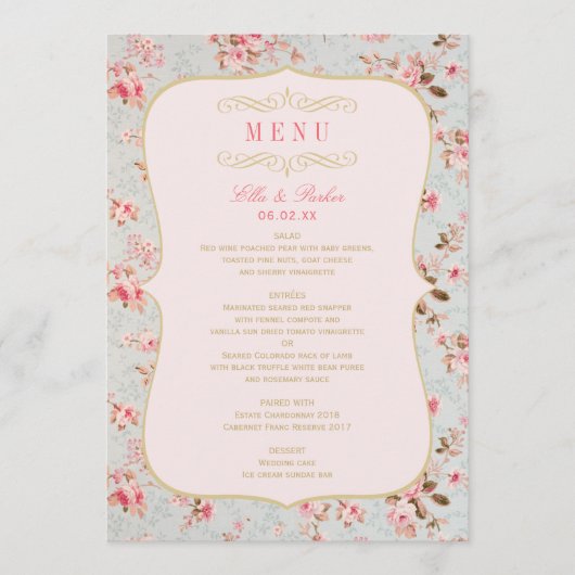 roze goudvezel menu (Voorkant)