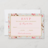  roze goudvezel RSVP kaartje (Voorkant)