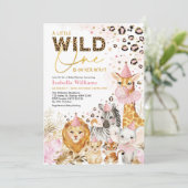 Roze goudvlees van wilde Oerwouden Baby shower Kaart (Staand voorkant)