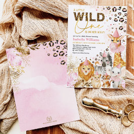 Roze goudvlees van wilde Oerwouden Baby shower Kaart