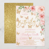 Roze goudvlinder Baby shower Kaart (Voorkant / Achterkant)