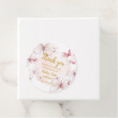 Roze goudvlinder Baby shower voor Labels (In situ)