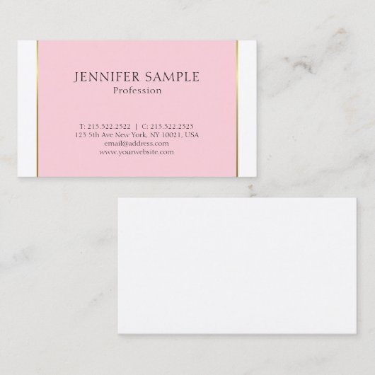 Roze goudvormig design Moderne, elegante schoonmaa Visitekaartje (Voorkant / Achterkant)