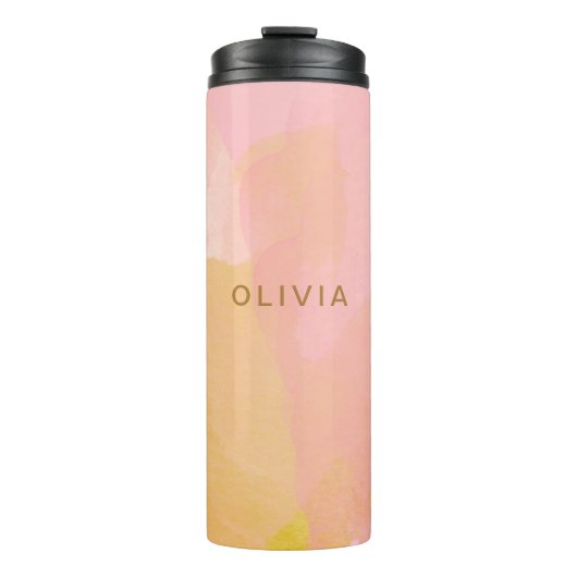 Roze goudWaterverf Abstract schilderen Aangepaste  Thermosbeker (Voorkant)