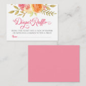 Roze goudWaterverf Floral Diaper Raffle Tickets Informatiekaartje (Voorkant / Achterkant)