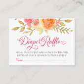 Roze goudWaterverf Floral Diaper Raffle Tickets Informatiekaartje (Voorkant)