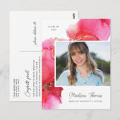Roze goudWaterverf Foto Afstuderen Briefkaart (Voorkant / Achterkant)