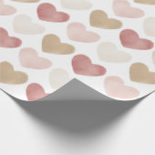 Roze goudWaterverf Harten Valentijnsdag Cadeaupapier (Hoek)