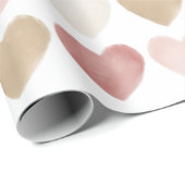 Roze goudWaterverf Harten Valentijnsdag Cadeaupapier (Rol Hoek)