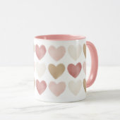 Roze goudWaterverf Harten Valentijnsdag Mok (Voorkant rechts)