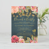 Roze goudwaterverf rozen marjoleinekunch en bruin kaart (Staand voorkant)