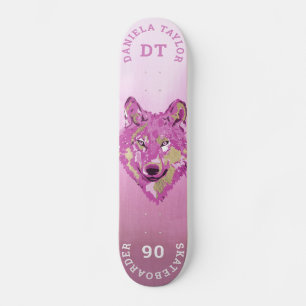 Roze goudWaterverf Verschildergradiënt Monogram W Persoonlijk Skateboard