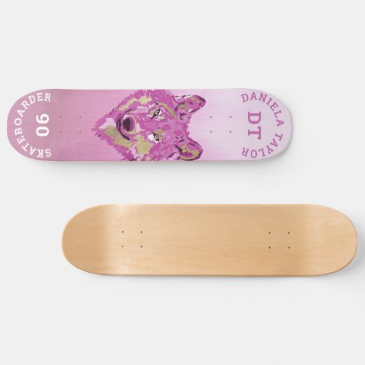 Roze goudWaterverf Verschildergradiënt Monogram Wo Persoonlijk Skateboard (Horizontaal)