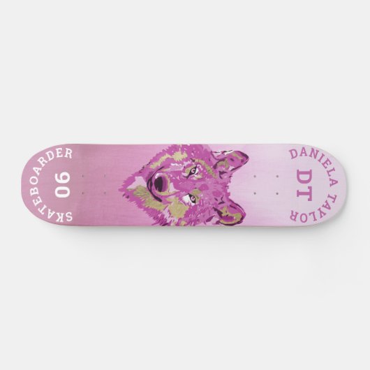 Roze goudWaterverf Verschildergradiënt Monogram Wo Persoonlijk Skateboard (Horizontaal)