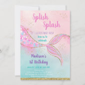 Roze goudWaterverf Zeemeerminnelijke dag Kaart (Voorkant)