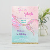 Roze goudWaterverf Zeemeerminnelijke dag Kaart (Staand voorkant)