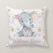 Roze goudwinterolifant Snowflake Monogram