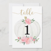 Roze goudwitte pompoen met 5"x7" tafelnummers (Achterkant)