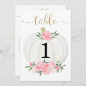 Roze goudwitte pompoen met 5"x7" tafelnummers (Voorkant / Achterkant)