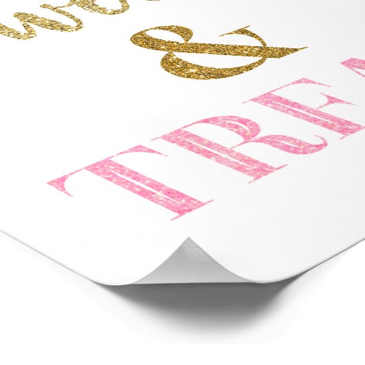 Roze goudzoete Confettien en desserttabel Poster (Hoek)