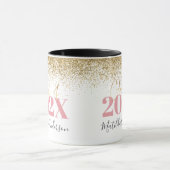 roze gouglitter afstuderen elegant script mok (Midden)