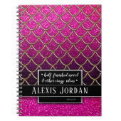 Roze goureuze zwarte ombre Glitter Mermaid Ocean Notitieboek (Voorkant)