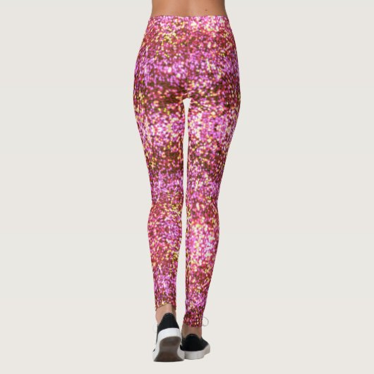 Roze goureuzige glans leggings (Achterkant)