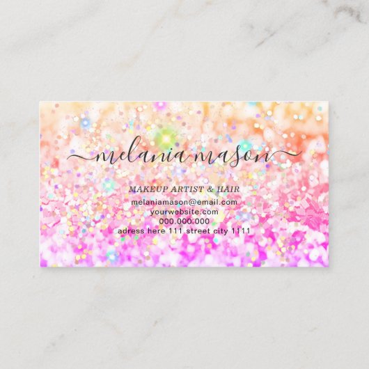 Roze gouwe Waterverf Alcohol Inkt Glitter Bu Visitekaartje (Achterkant)