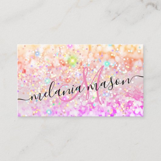 Roze gouwe Waterverf Alcohol Inkt Glitter Bu Visitekaartje (Voorkant)