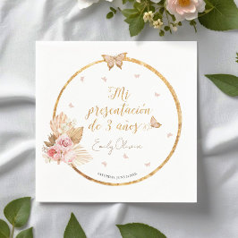 Roze Gown Meisje Mi Presentación de 3 Años Spaans Servet